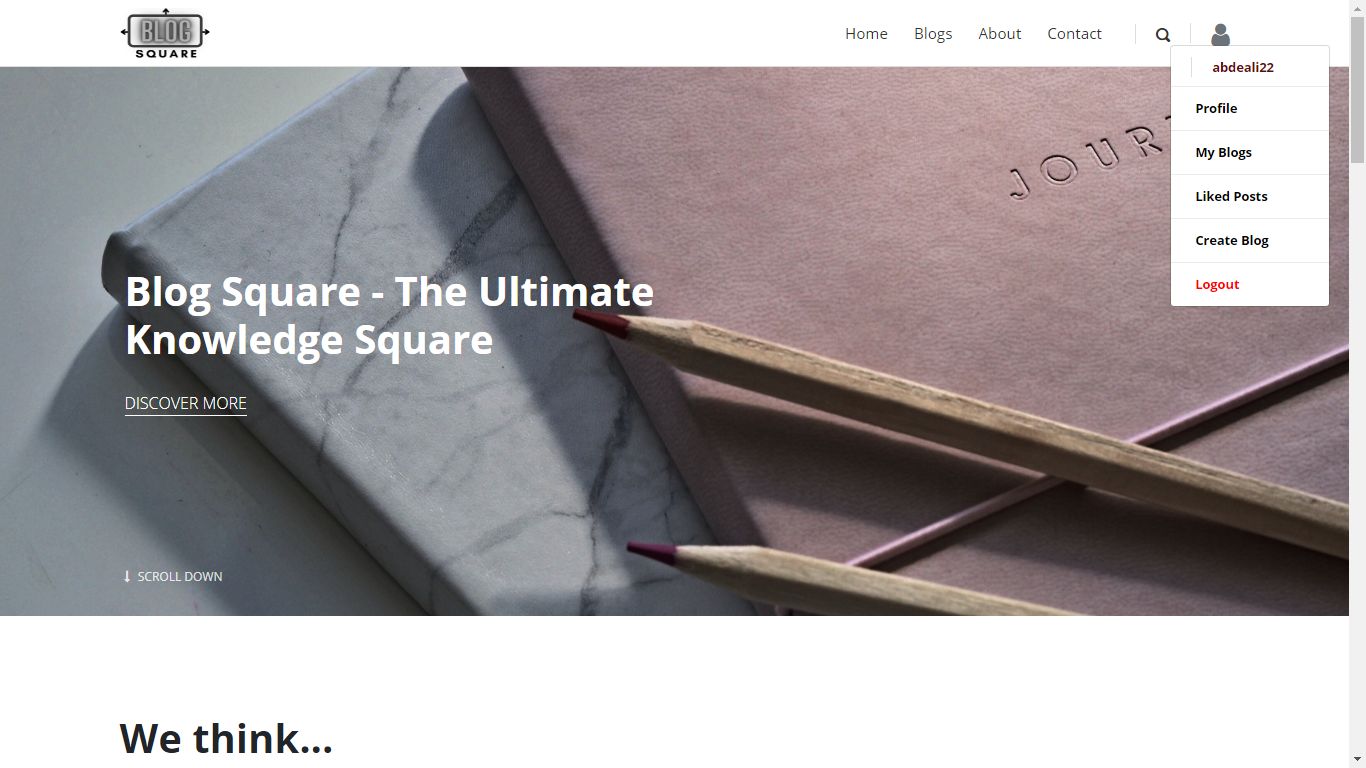 Abdeali Stationwala Blog Square (Blogging) Project Website